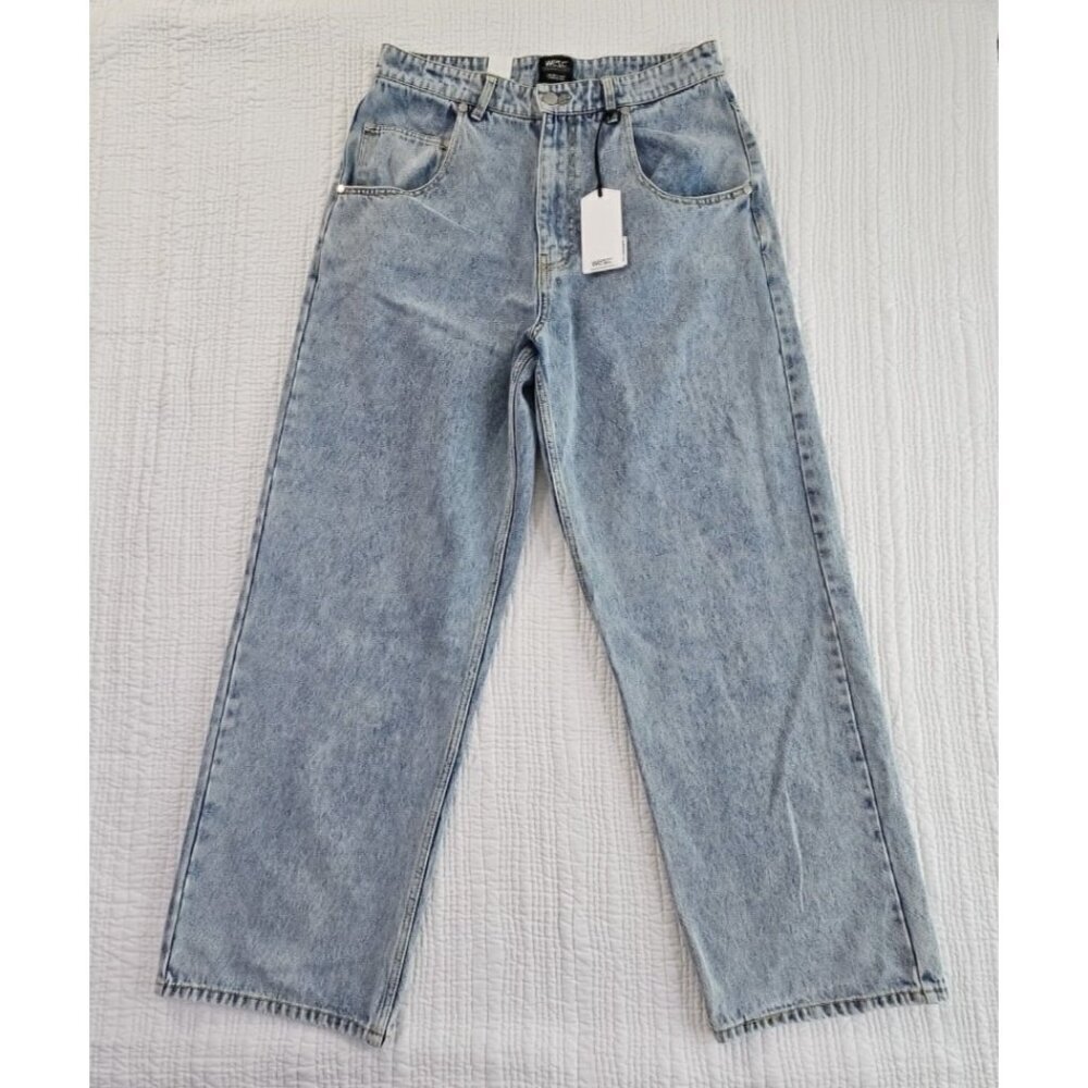 Wesc Men's Stone Light Wash Jay Wide Leg Jeans Size 34x32 NWT NEW Streetwear